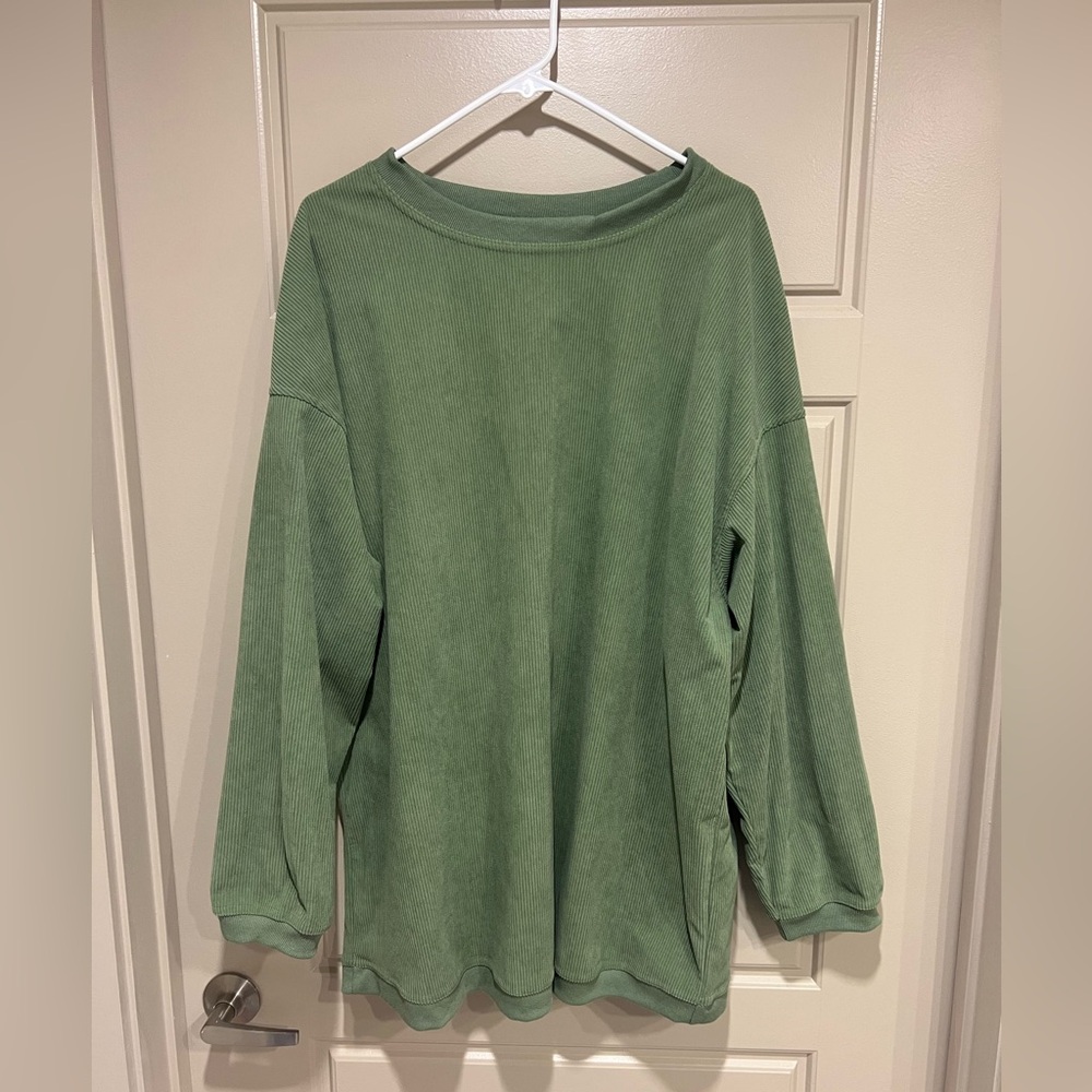 Oversized sage green ribbed sweatshirt